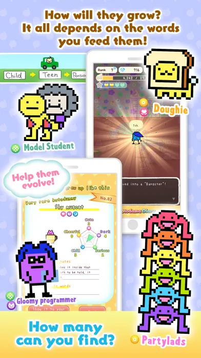 Capturas de tela do Kotodama Diary