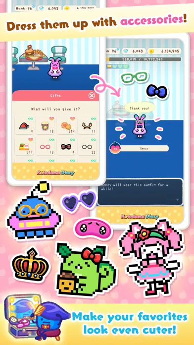 Capturas de tela do Kotodama Diary