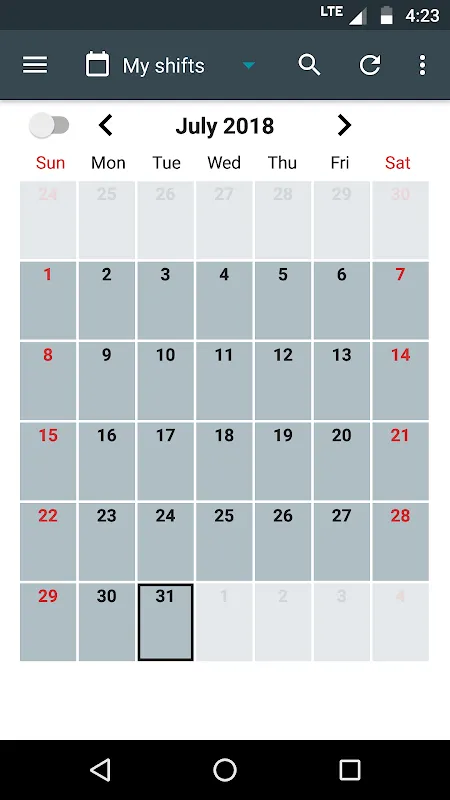 Shift Calendar Screenshots