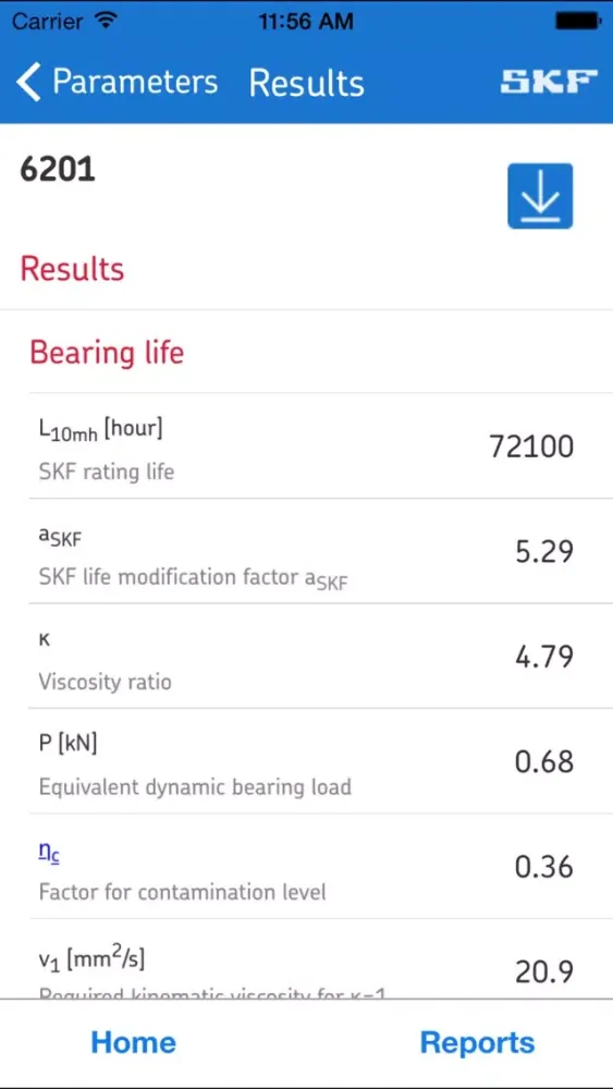 SKF Bearing Calculator スクリーンショット