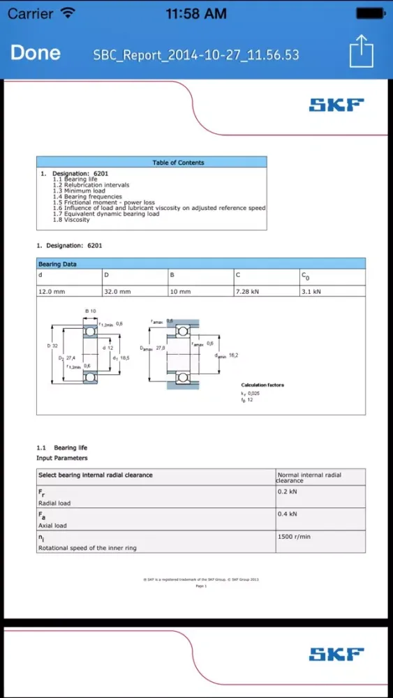 SKF Bearing Calculator スクリーンショット