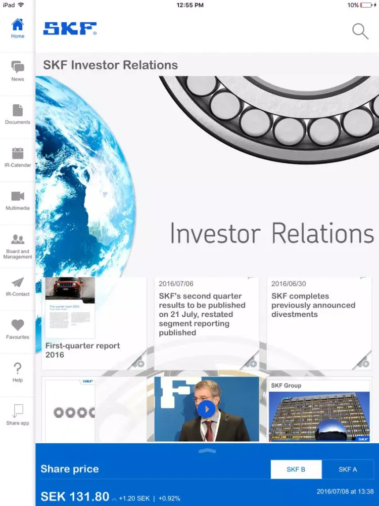 SKF Investor Relations iPad 应用截图