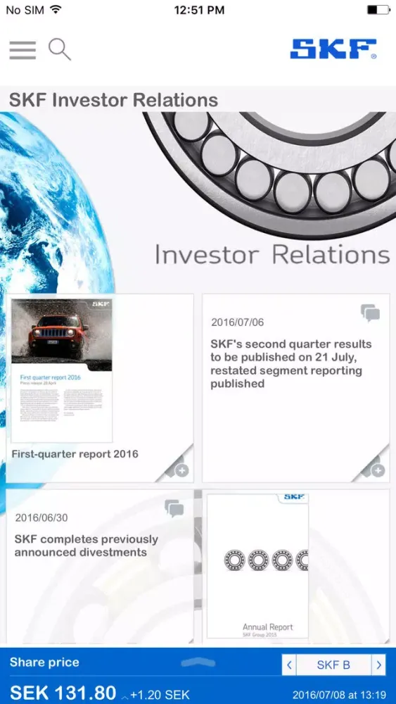 SKF Investor Relations应用截图
