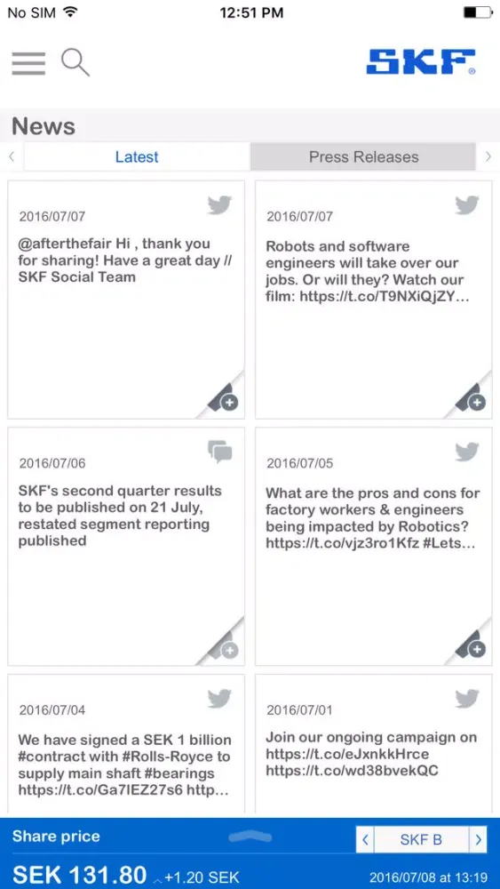 SKF Investor Relations应用截图