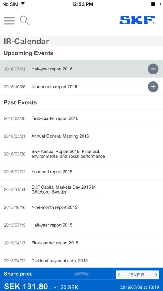 SKF Investor Relations应用截图