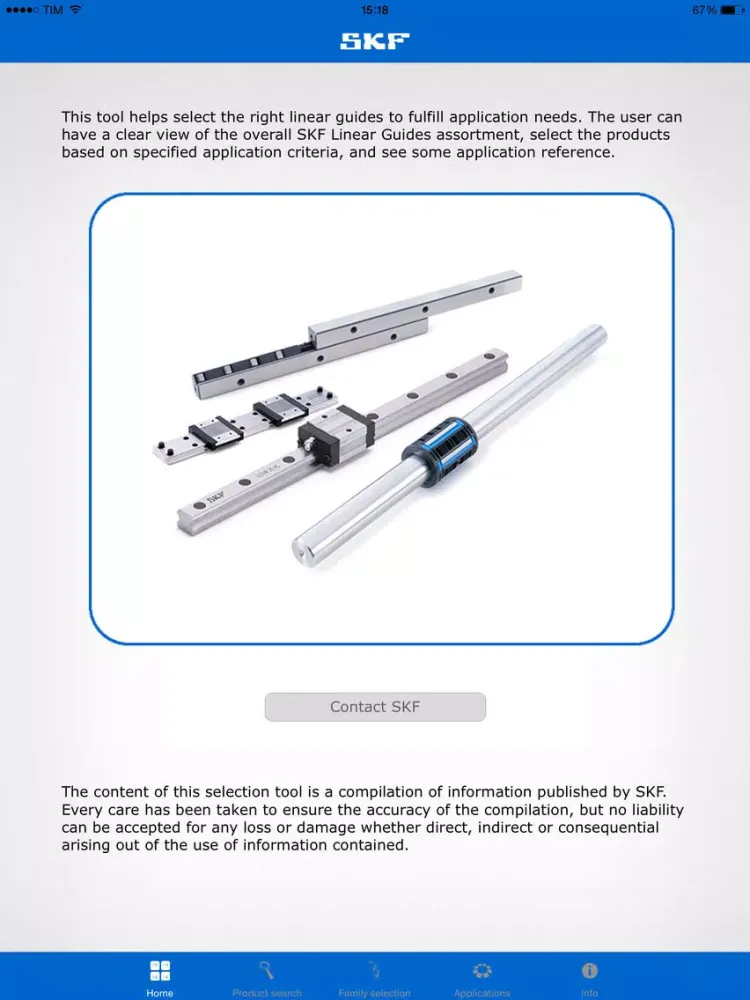 Captures d'écran de SKF Linear Guides Select iPad 