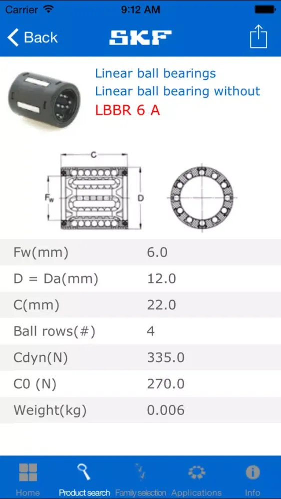 Captures d'écran de SKF Linear Guides Select