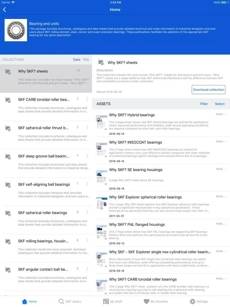 Tangkapan skrin SKF Shelf iPad 