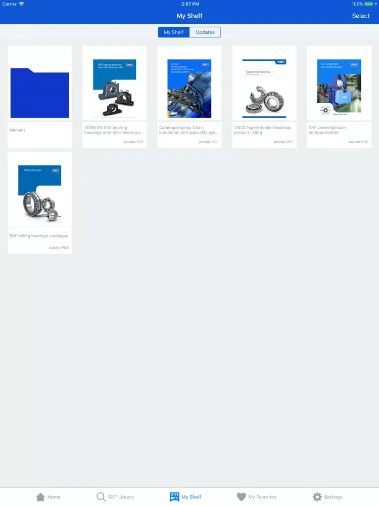 Tangkapan skrin SKF Shelf iPad 