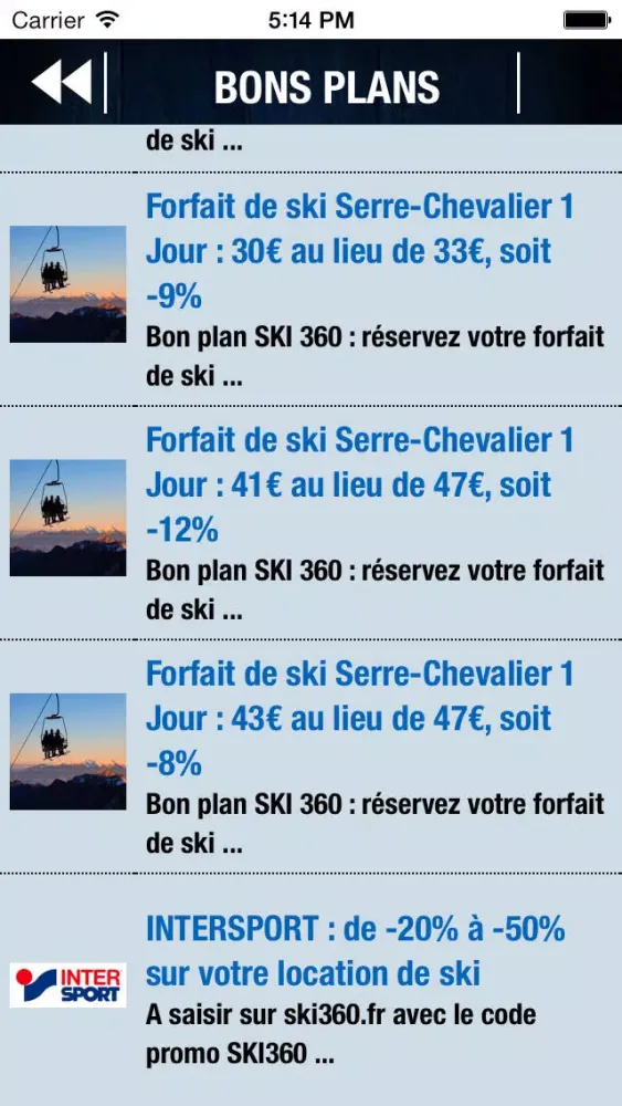 Скриншоты SERRE CHEVALIER par SKI 360 (bons plans, infos ski, séjours, GPS challenge,…)