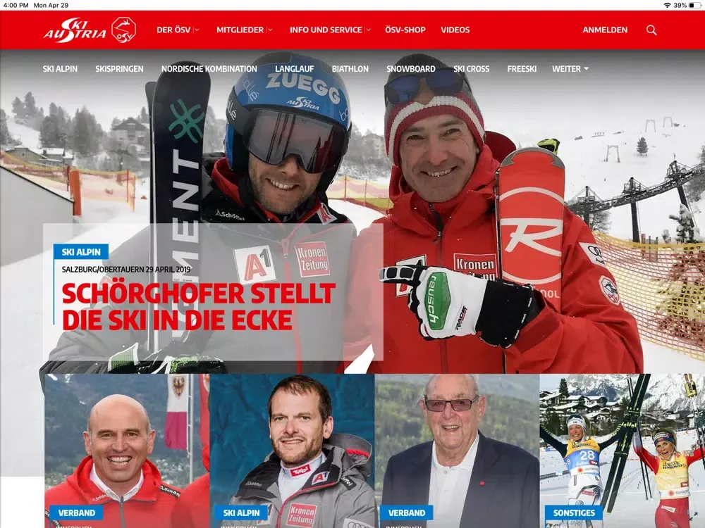 Zrzuty ekranu OSV Ski Austria iPad 