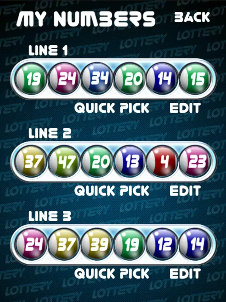 Zrzuty ekranu Lottery Numbers iPad 