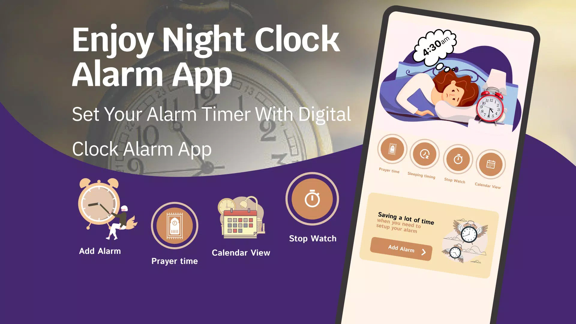 Simple Alarm Clock-Night Clock Screenshots