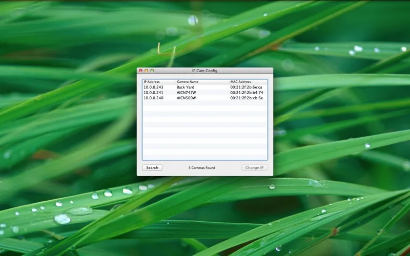 Capturas de tela do IP Cam Config
