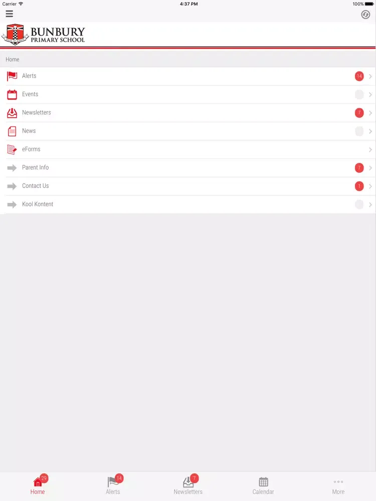 Tangkapan skrin Bunbury Primary School - Skoolbag iPad 