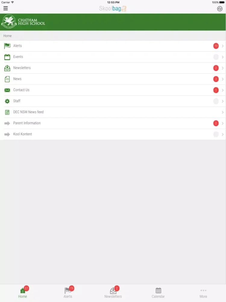 Tangkapan layar Chatham High School iPad 