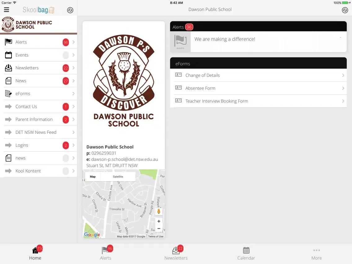 Capturas de tela do Dawson Public School - Skoolbag iPad 