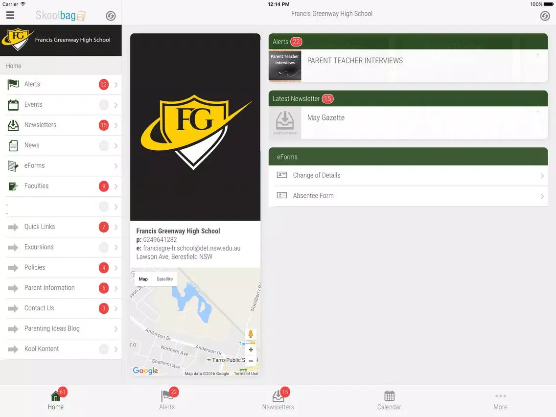 Capturas de pantalla de Francis Greenway High School - Skoolbag iPad 