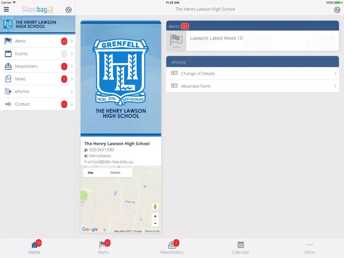 Tangkapan layar The Henry Lawson High School - Skoolbag iPad 