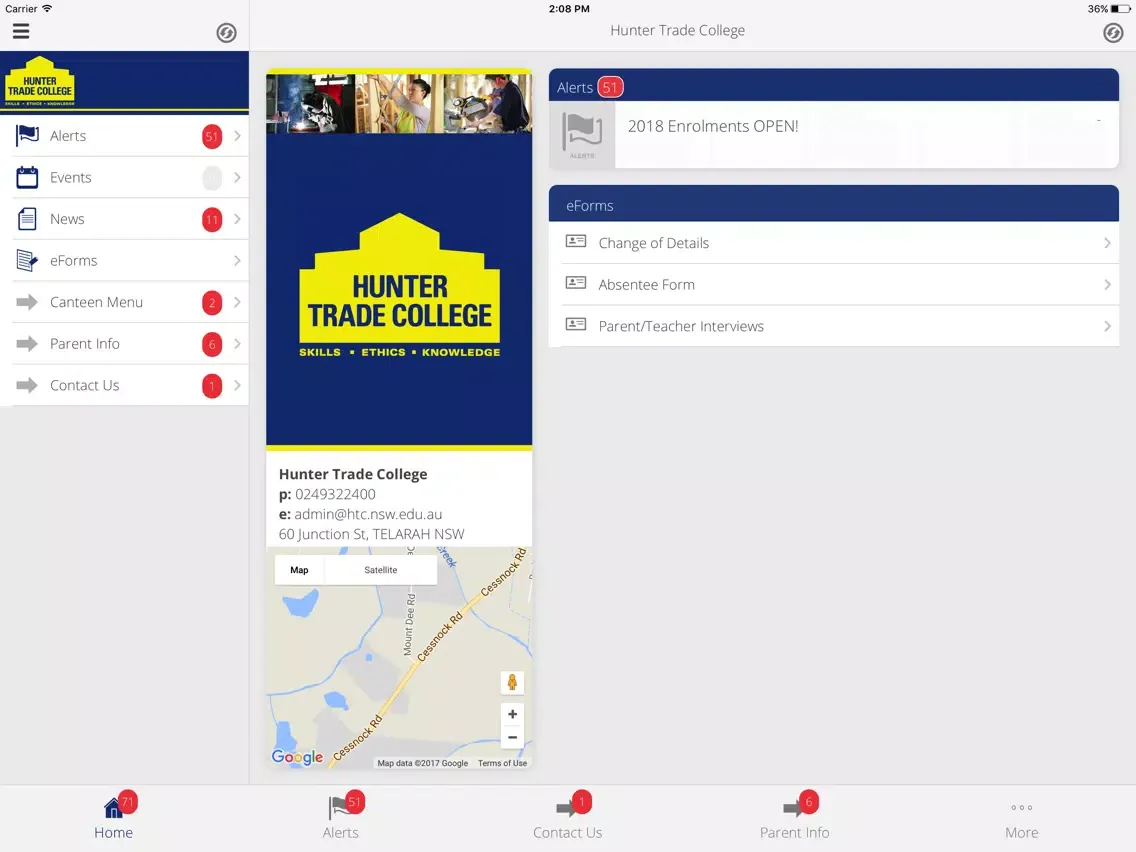 Hunter Trade College - Skoolbag iPad  स्क्रीनशॉट