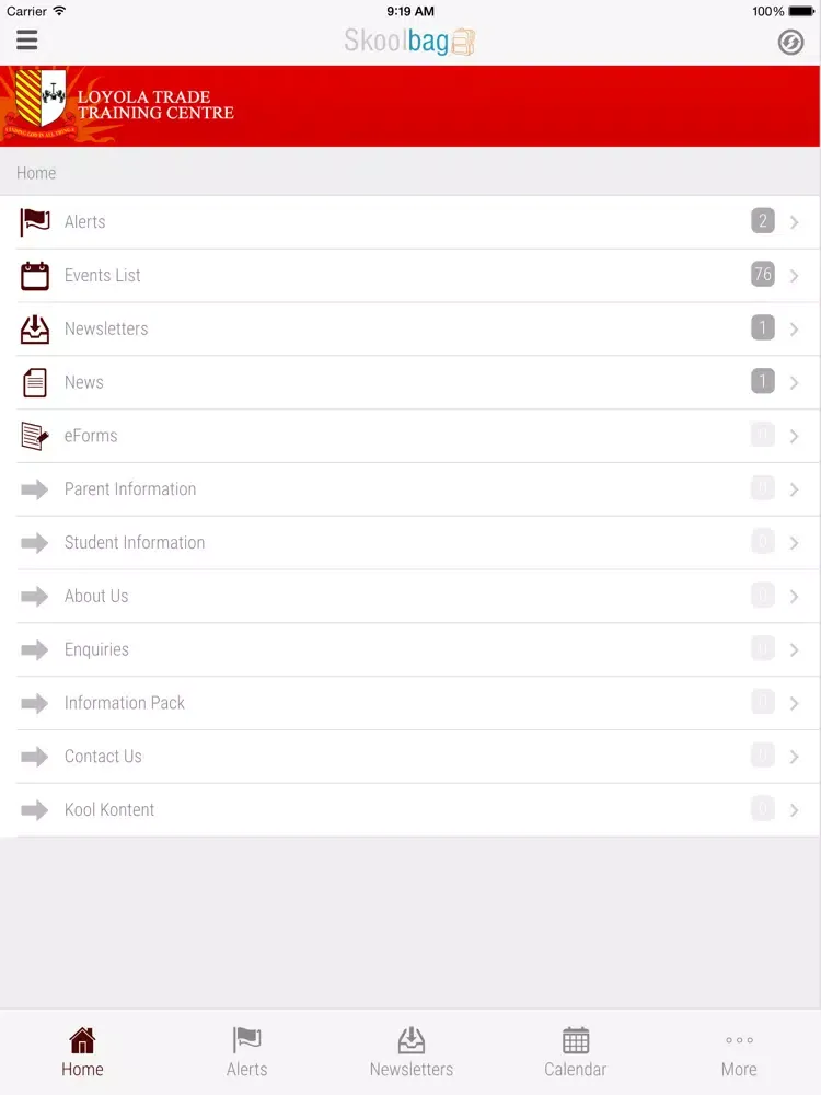 Loyola Trade Training Centre - Skoolbag iPad  Screenshots