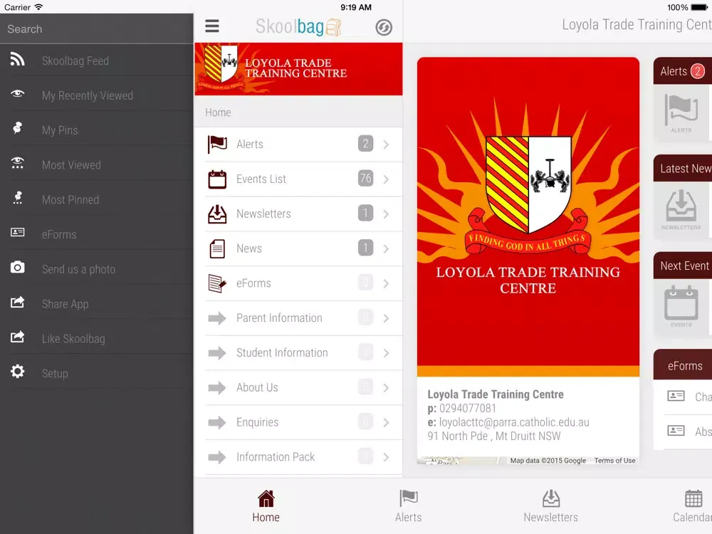 Loyola Trade Training Centre - Skoolbag iPad  Screenshots