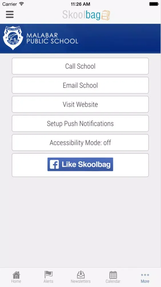 Tangkapan skrin Malabar Public School - Skoolbag