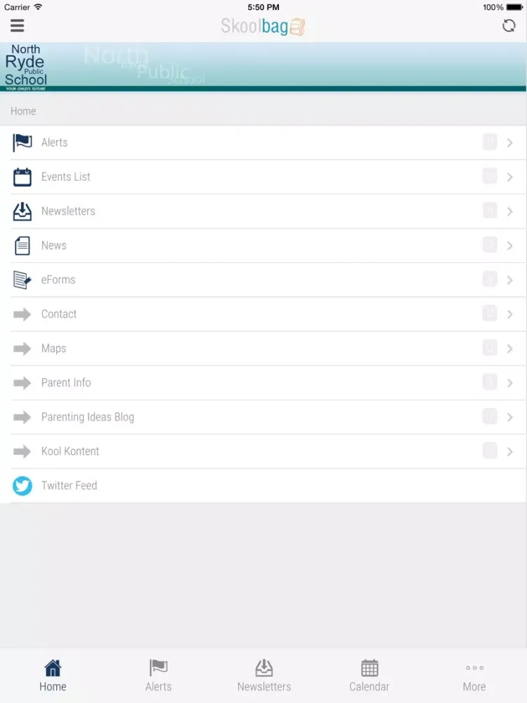 Tangkapan layar North Ryde Public School - Skoolbag iPad 