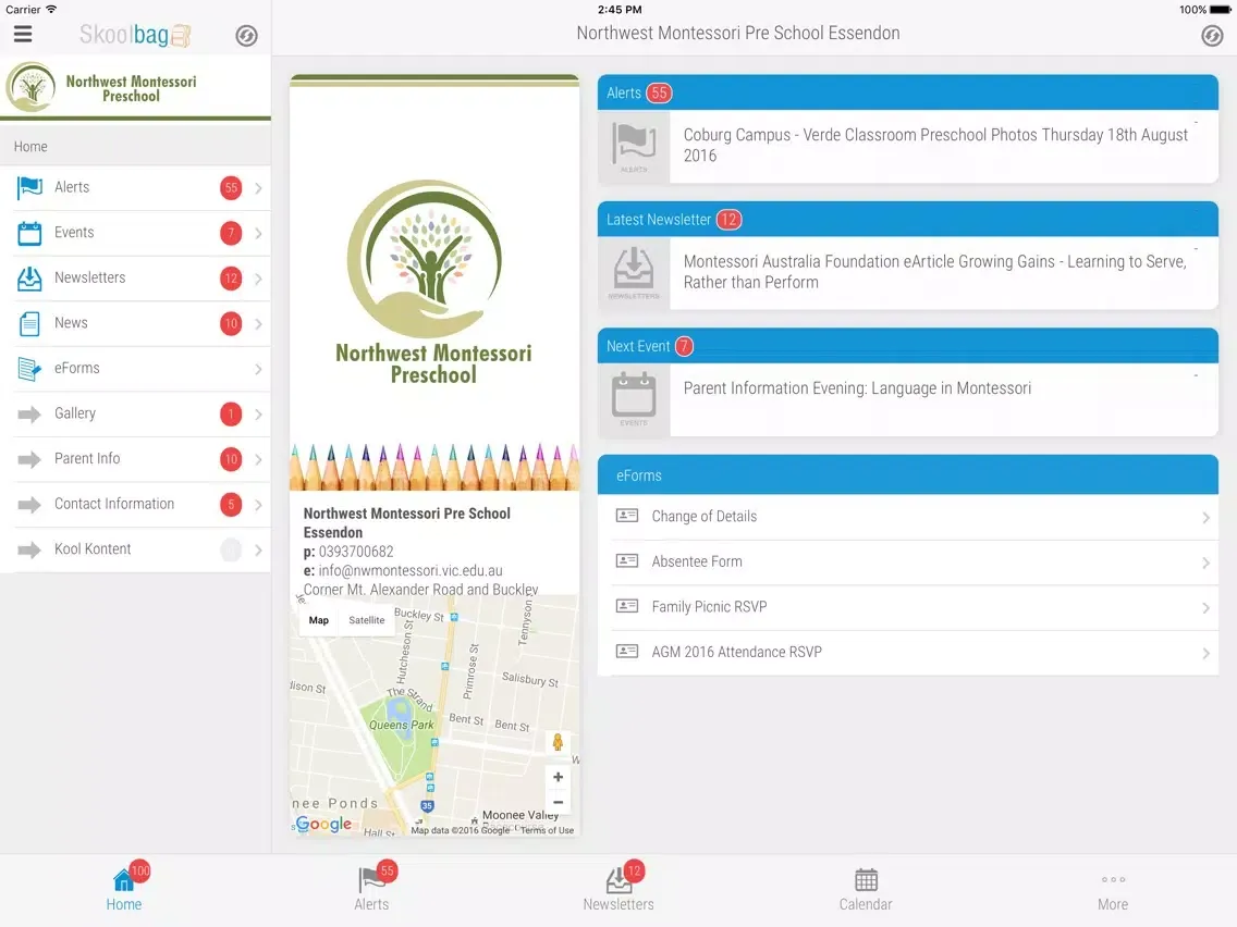 Capturas de tela do Northwest Montessori Pre School iPad 
