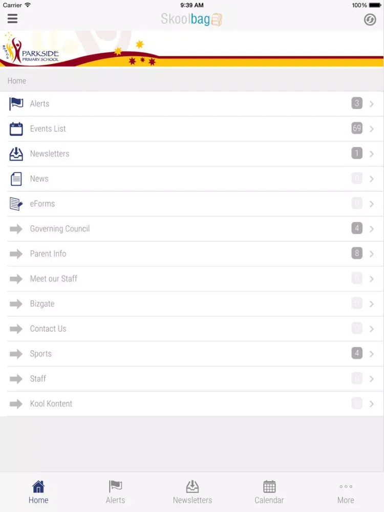 Parkside Primary School - Skoolbag iPad  Screenshots
