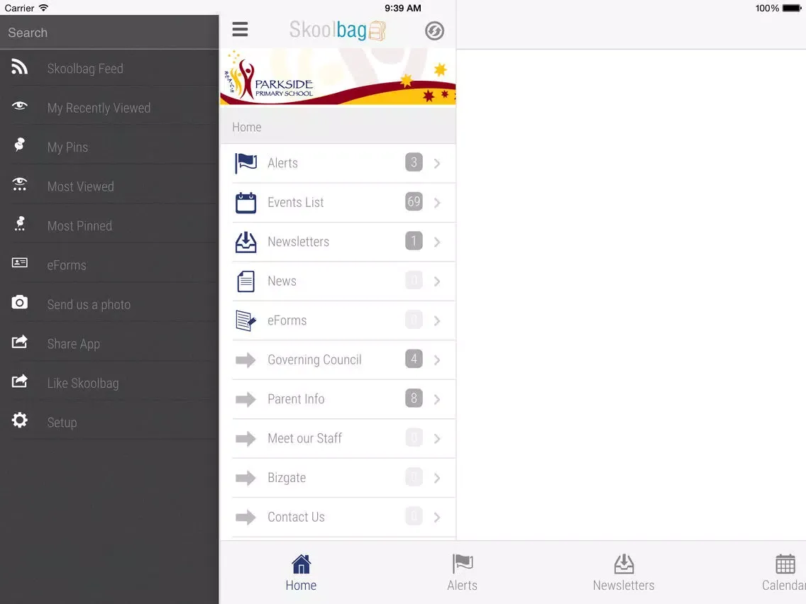 Parkside Primary School - Skoolbag iPad  Screenshots
