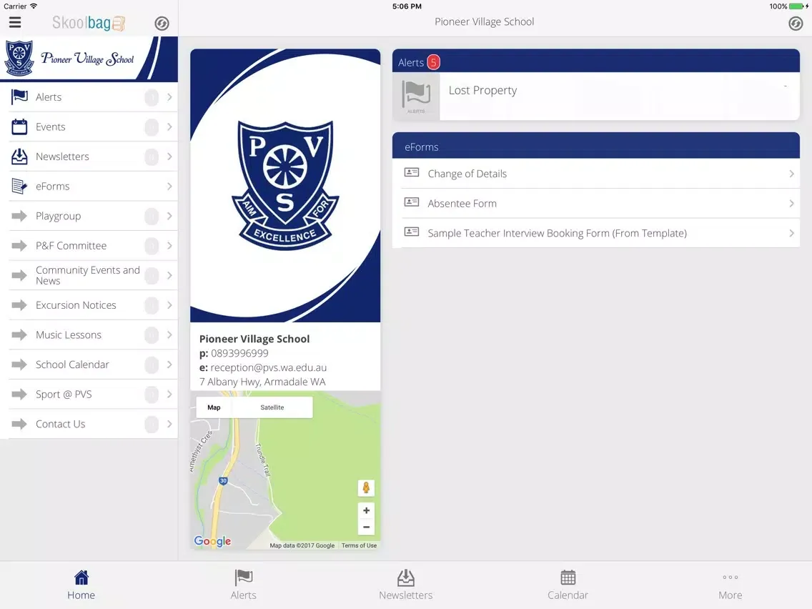 Pioneer Village School - Skoolbag iPad  Screenshots
