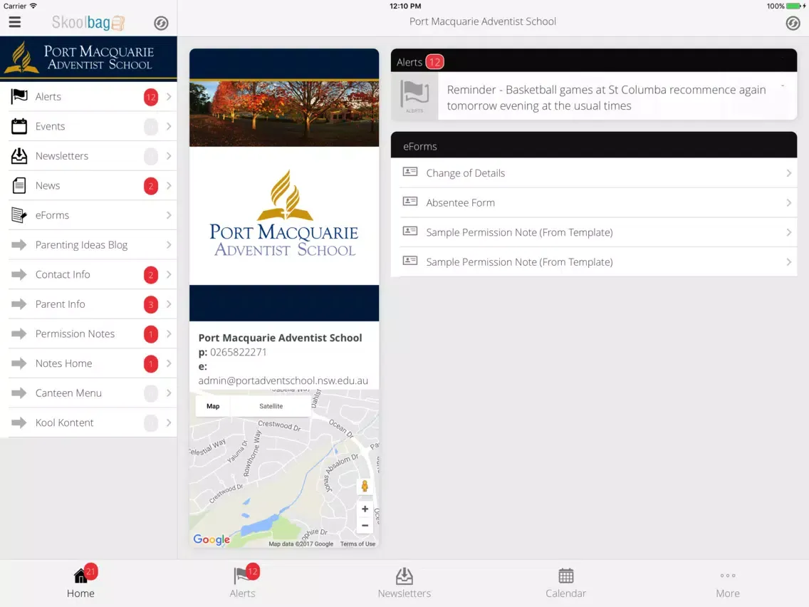 Ảnh chụp màn hình của Port Macquarie Adventist School - Skoolbag iPad 
