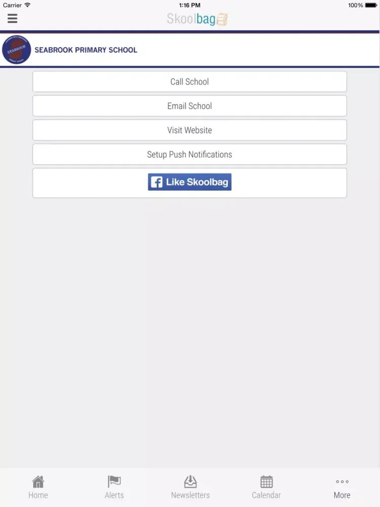 Tangkapan skrin Seabrook Primary School - Skoolbag iPad 