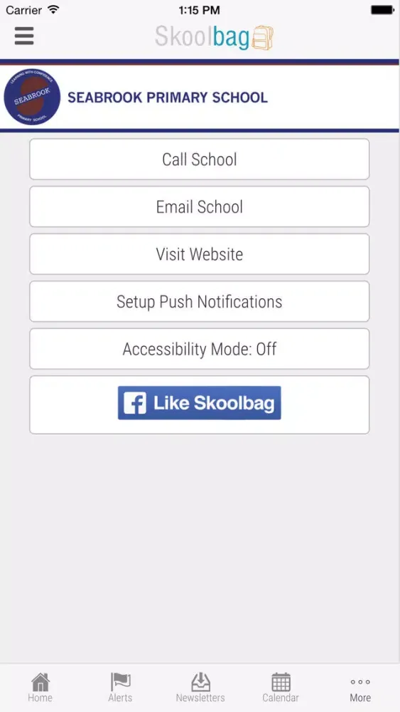 Tangkapan skrin Seabrook Primary School - Skoolbag