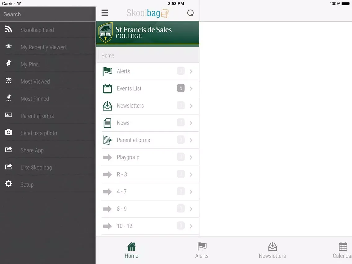 St Francis de Sales College - Skoolbag iPad  Screenshots