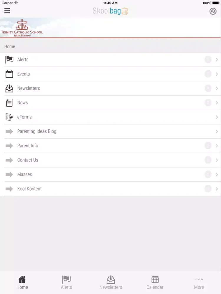 Tangkapan skrin Trinity Catholic School Richmond Nth - Skoolbag iPad 