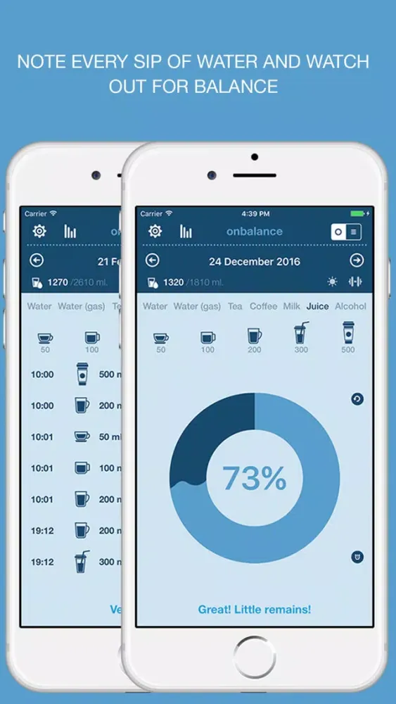 onbalance - simple water tracker Screenshots