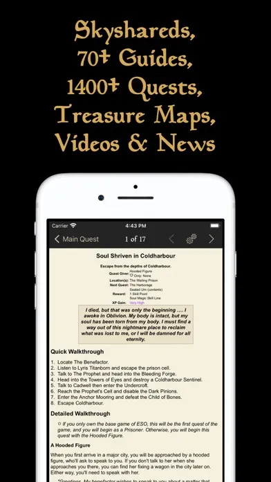 Capturas de tela do Database for ESO