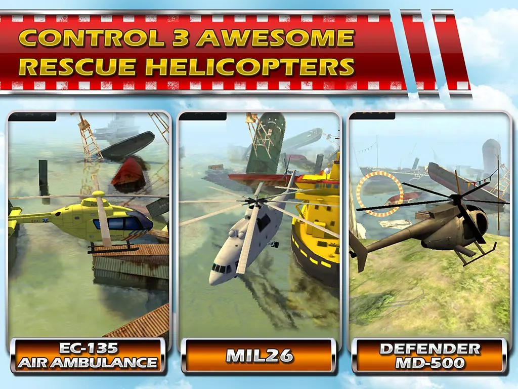 Helicopter 3D Parking Simulator Play and Test Fly Real Police, Rescue and Combat Heli iPad 应用截图