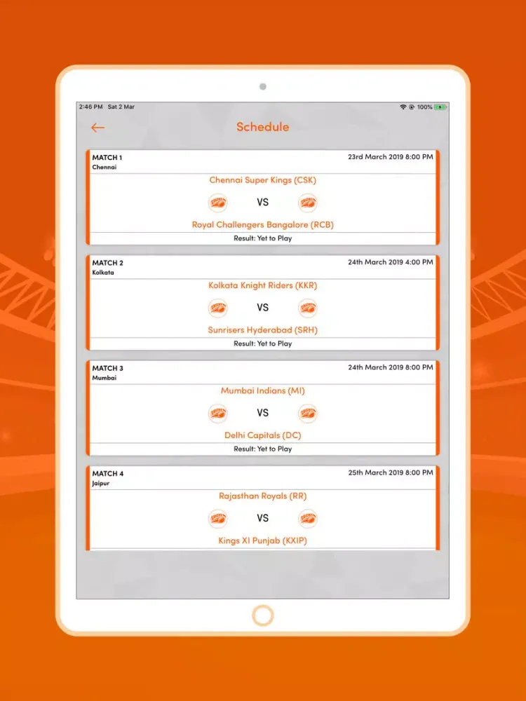 ภาพหน้าจอของ Live Indian Cricket T20 league iPad 