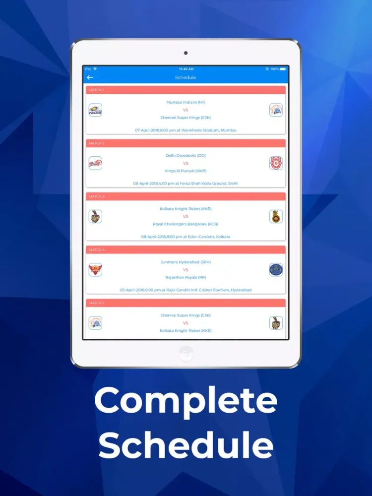IPL 2018 - Live Match iPad  স্ক্রিনশট