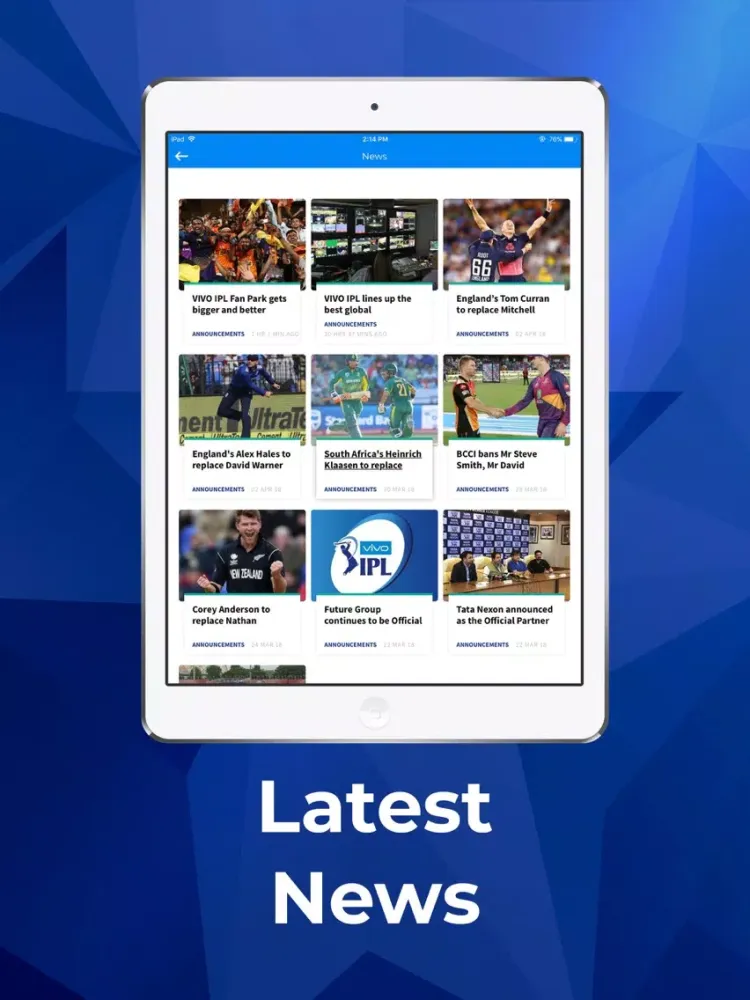 IPL 2018 - Live Match iPad  স্ক্রিনশট
