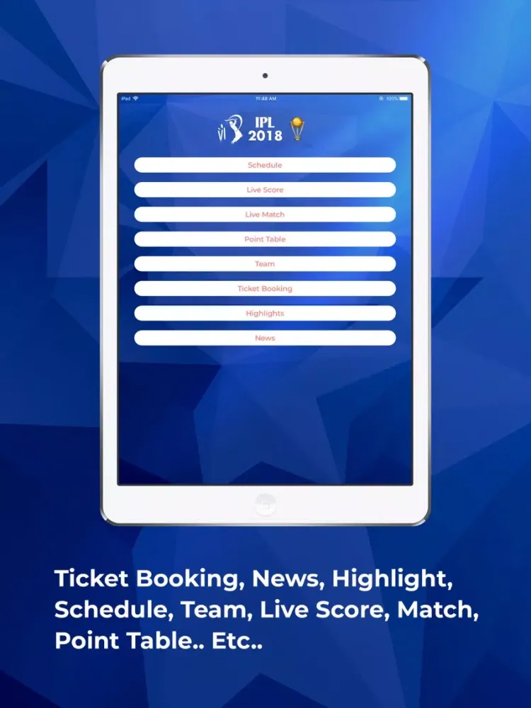 IPL 2018 - Live Match iPad  স্ক্রিনশট