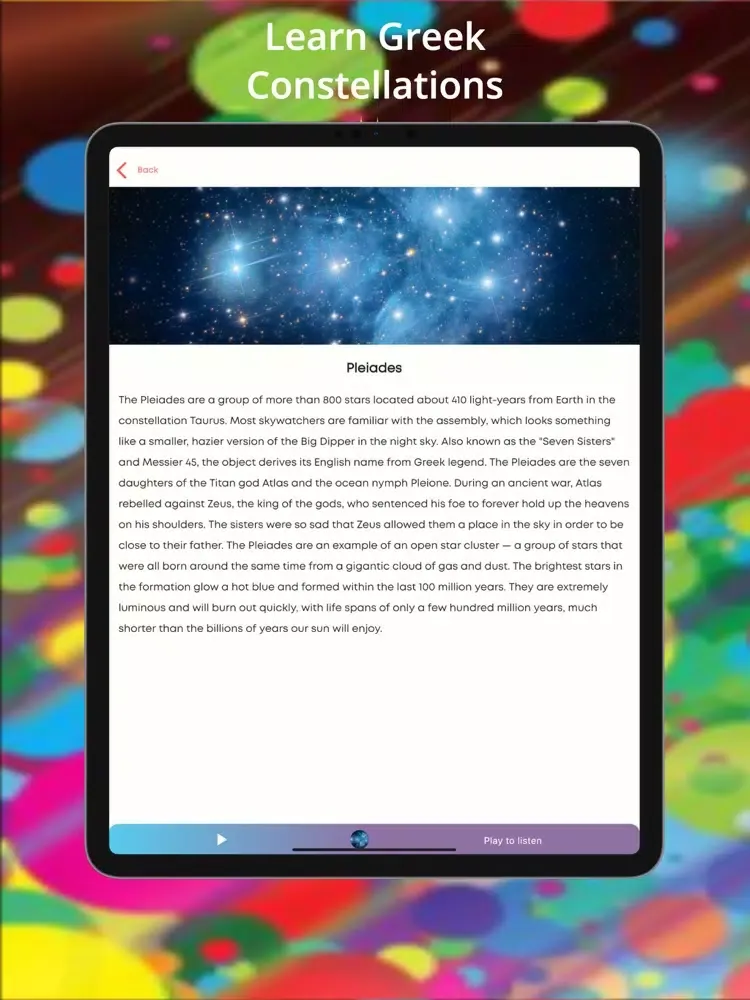 Capturas de pantalla de Greek Constellations : Audible iPad 