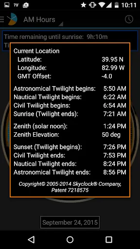 Zrzuty ekranu Skyclock - know sunrise/sunset