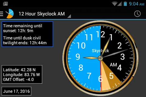 Zrzuty ekranu Skyclock - know sunrise/sunset