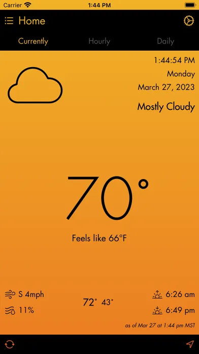 Capturas de tela do Currently - A Weather App