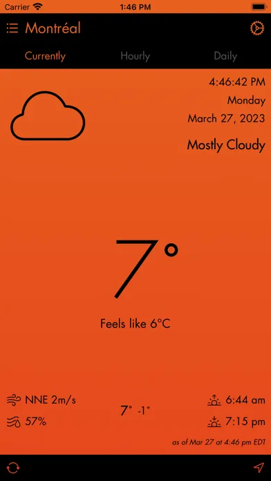Capturas de tela do Currently - A Weather App