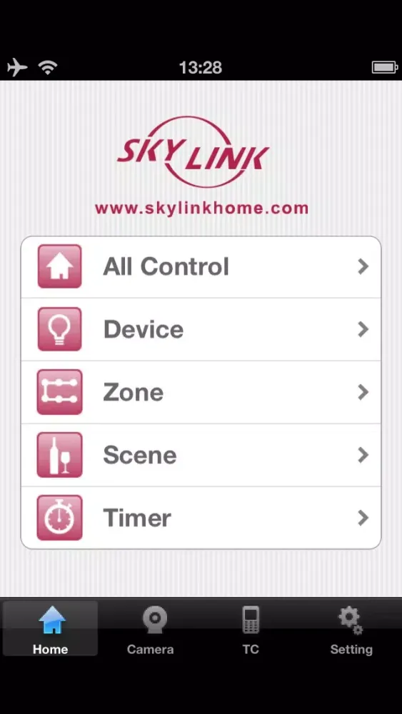 Tangkapan layar Skylink HomeControl